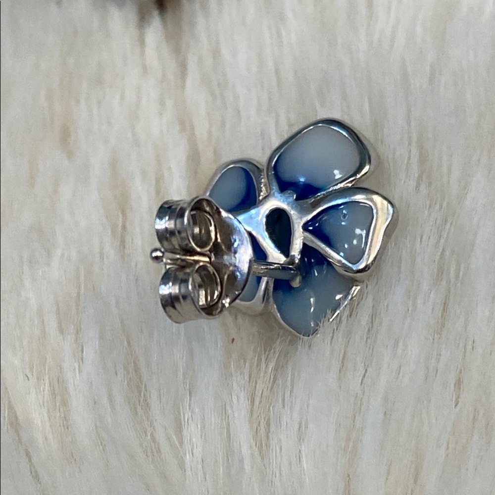 Sapphire Enamel Floral Earrings - Picture 4 of 6